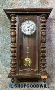 German Style Wooden Antique/Vintage Chime Wall Clock w/Pendulum Home Decor PUO