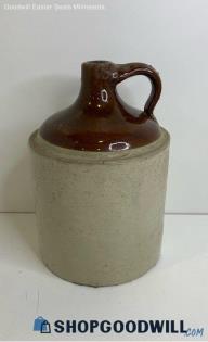 Appears To Be Stoneware Two Tone Cream & Brown Crock Jug