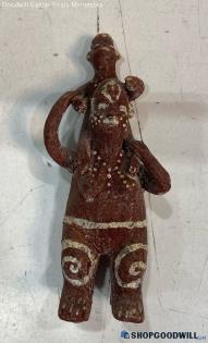 Terra Cotta Clay Stone Carved Figurine Looks Primitive Child & Parent Statue