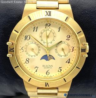 Men's BULOVA Moon Phase Chrono Gold Tone Watch