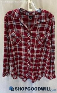 Torrid Women's Red/White Plaid Lightweight Button Up Flannel - Sz 2