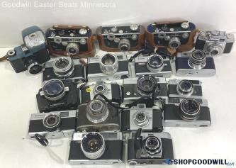 Vintage Range Finder Style 35mm Film Camera Lot -Kodak, Canon, Konica+ UNTEST