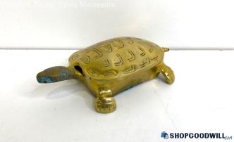 Penco Metal Brass Turtle Figurine Trinket Box