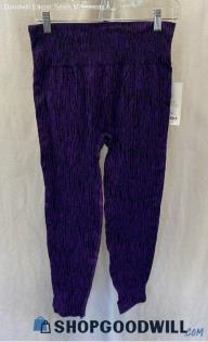 NWT Athleta Women's Purple/Black Ribbed Knit Compression Leggings - Sz L