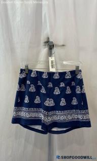 NWT J.McLaughlin Women's Navy/White Patterned Pull On Newport Shorts - Sz XS