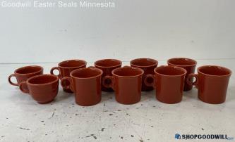 10pc HLC Fiesta Burnt Orange Cups Mugs