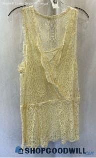 Free People Women's Ivory Lace Surplice Overlay Shift Mini Dress - Sz L