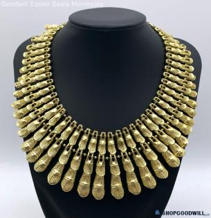 Vintage B.S.K Gold-Tone Cleopatra Style Bib Necklace