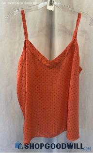 Torrid Women's Coral Pink/Black Polka Dot V Neck Tank Top - Sz 1