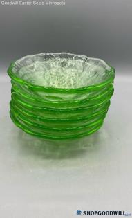 6pc Unbranded Vintage Green Clear Depression Glass Thumb Printed Bowls Kitchen