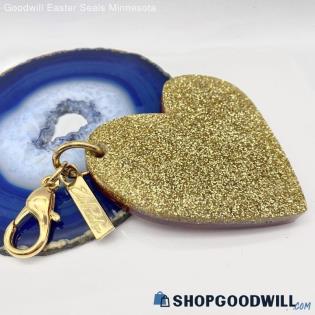 EDIE PARKER Acrylic Gold & Red Heart Keychain