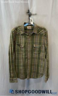 Lucky Brand Women's Green Plaid Snap Button Flannel - Sz M