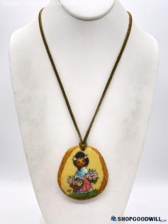 Vintage Southwest Jama Hand Painted Necklace