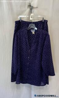 Pendleton Women's Dark Purple Patterned Button Up Shirt & Skirt 2PC Set - Sz 16