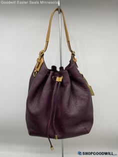 Coach Purple Hobo/Drawstring Bucket Bag Womens Pebbled Leather Handbag/Purse