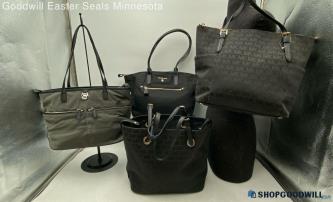 Lot Of 4 Michael Kors Black/Gray Canvas/Nylon Totes Handbags/Purses