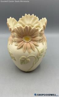 Lenox Gerbera Daisy Floral Blossom Design 6" Tall Vase Raised Flowers Home Decor