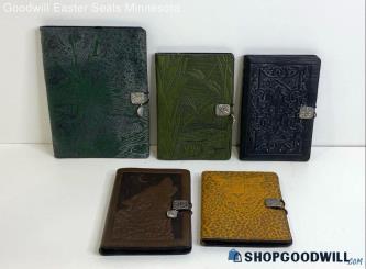 Set Of 5 Oberon Design Leather Covered Journal Cases