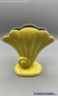 1930's Red Wing Vtg Yellow Pottery Art Decoration Fan/shell Vase Ceramic 7"Tall