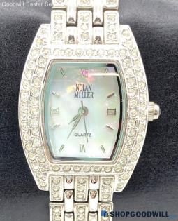 Women's NOLAN MILLER Crystal & Silver Tone MOP Dial Watch