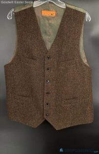 Ezno Tovare Men's Brown Wool Blend Roland vest - Sz L