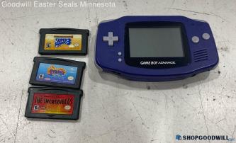 Indigo Nintendo Game Boy Advance Handheld w/Games- Tested