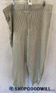 Athleta Women's White/Gray Striped Pull-On Slim Tapered Tech Pants - Sz 22