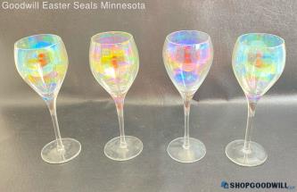 Iridescent Vintage Set of 6 Wine Water Glasses See Through