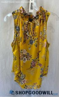 Torrid Women's Yellow/Purple Floral Ruffle Trim Keyhole Tank Top - Sz 0