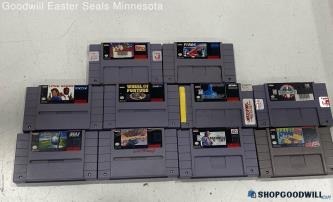 Nintendo SNES Video Game Lot Of 10 Tetris Attack, F-Zero & More