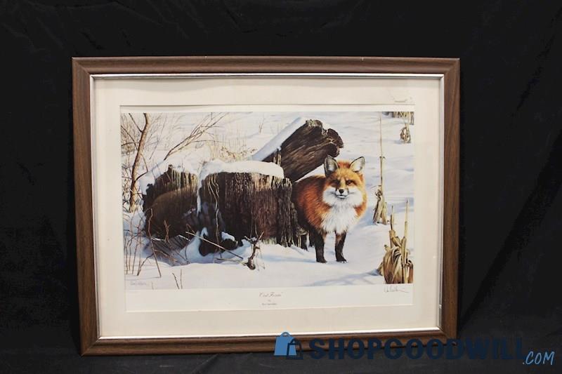 Framed Vintage Print of Painting 'Out Foxin' Signed by Ron VanGilder 1475/2000