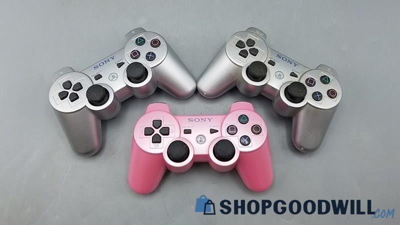  Sony Playstation 3 (Pink/Silver) DualShock Wireless Controllers Lot