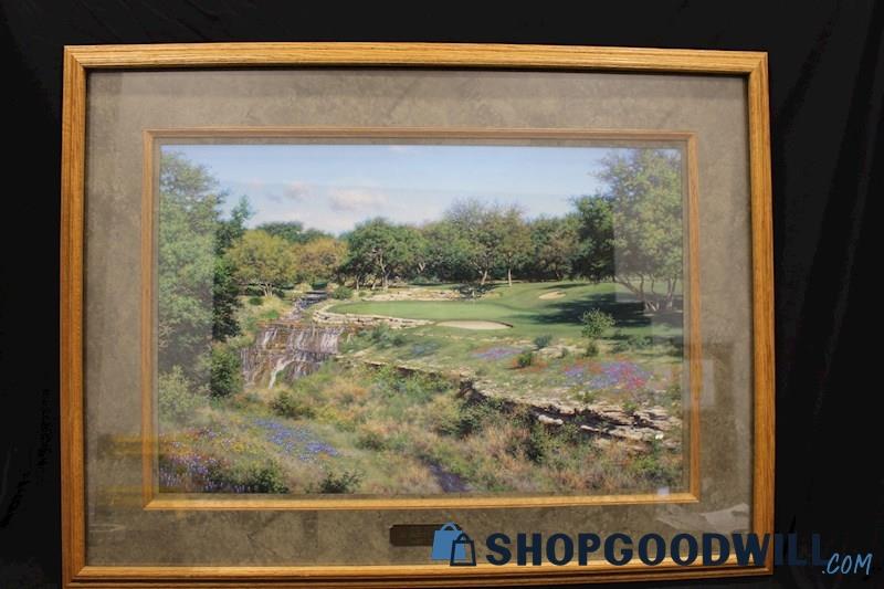 Framed Print 'The Ninth Hole at Barton Creek' Signed by Larry Dyke 406/1400