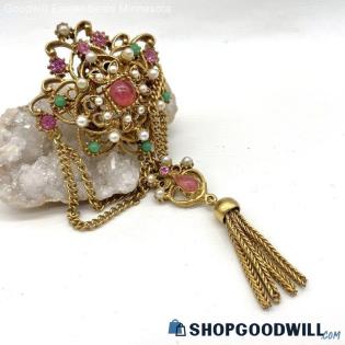 Vintage FLORENZA Swag & Tassel Brooch