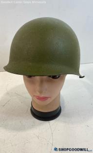 Green Metal Vintage US Military M1 "Steel Pot" Helmet With Liner