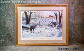 Jim Hansel Signed "Winter Retreat III" 569/800 Deer Wildlife Print Matted Framed