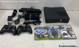 Microsoft Xbox 360 S Console w/Games, Cords & Controller- Tested