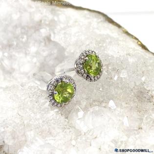 10K White Gold Peridot Stud Earrings 1.41g