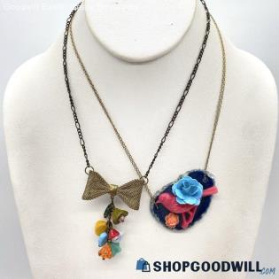 Cute Unique Artisan Bow & Bird Necklaces