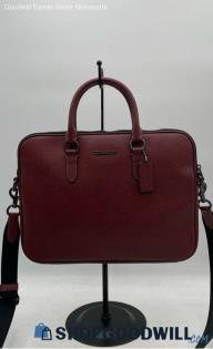 Coach Liam Burgundy Leather Compact Briefcase/Laptop Case Handbag/Purse