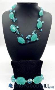 DABBY REID Aqua Color Necklace and Bracelet Set