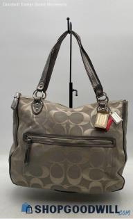 Coach Signature Gray Glitter Jacquard Canvas Shoulder Bag Handbag/Purse