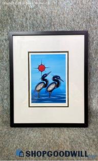 "Togetherness" Kurt Flett Abstract Sun Birds Wildlife Print Matted & Framed Art