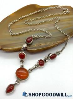 .925 Carnelian "Y" Shape Necklace 10.29 grams