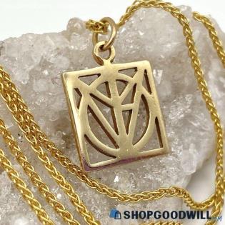 14K Yellow Gold "I Love You" Maze Pendant on 16" Long Chain Necklace 3.88g