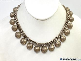 .925 TAXCO Curb Chain Dome Necklace 76.95g