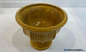 Haggar Yellow Ceramic Pedestal Vase With Wide Mouth 8" Dia X 7" H