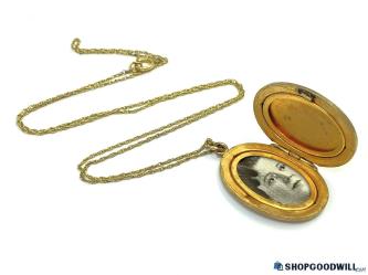 Gold-Filled Vintage 2-Tone Locket Necklace 6.80g