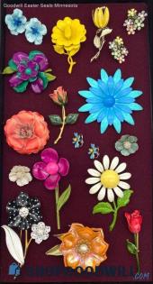 Vintage/Vintage Inspired Enamel Flower Brooches and Earrings