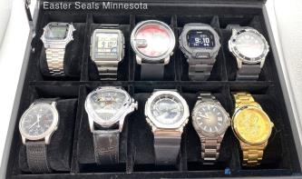 Watch Storage Box with (10) Assorted Watches Included